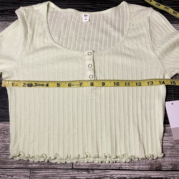 NEW BP. Long Sleeve Crop Top Women’s Size Small Light Green Cotton Stretch - Picture 9 of 9
